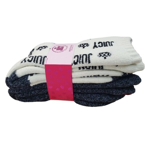 Juicy by Juicy Couture 2 Pair Boot Socks Womens 9-11 Black White - Picture 2 of 5